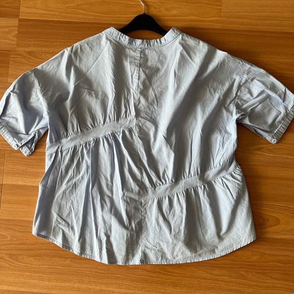 Light Blue Japanese Style Loose Asymmetrical Cotton Button-Up Blouse M - Picture 7 of 8